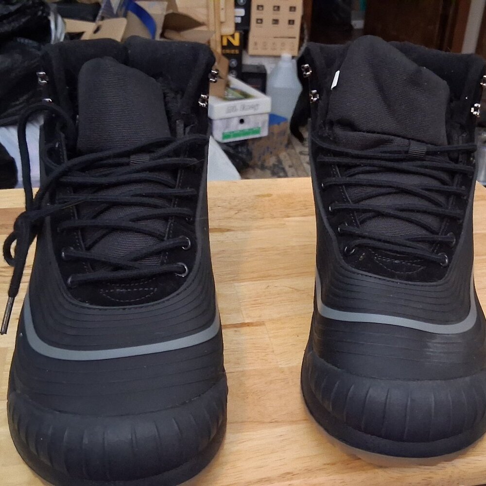 MERRELL Men's Work Boots Jungle Moc Leather Black Size 9 Faux Fur Lined Laceup